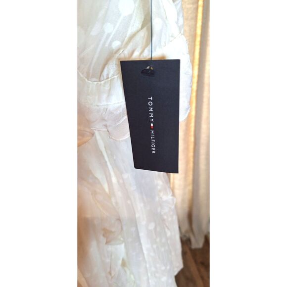 Tommy Hilfiger White Chiffon Ruffled Fit & Flare Dress Size 8 NWT - Picture 8 of 16